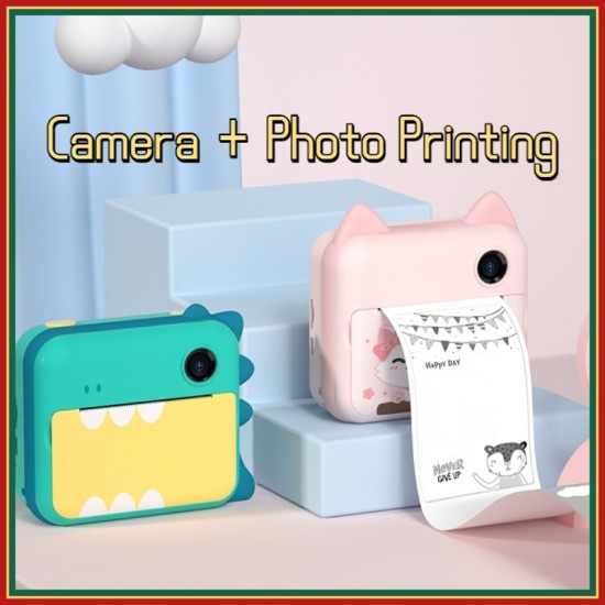 Kids Camera 2 Rolls Paper 1080p Hd Instant Digital Print With Thermal Photo For Children Gift