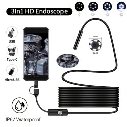 Endoscope Camera Waterproof IP67 Adjustable Soft Hard Wire 6 LEDS 7mm Automotive Endoscope Camera For Android USB Phone PC