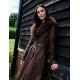 Longline Leather Look Faux Fur Coat