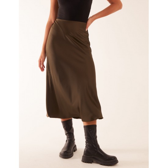 Satin Bias Midi Skirt