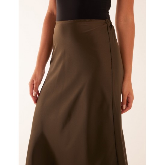 Satin Bias Midi Skirt