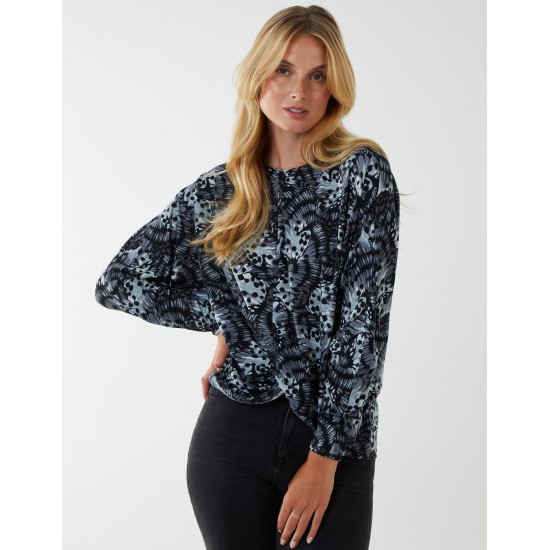 Butterfly Print Knot Top