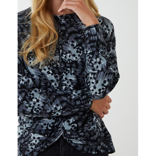 Butterfly Print Knot Top