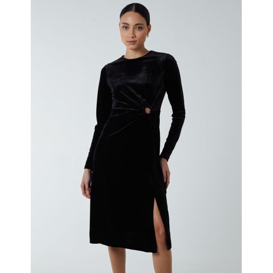 High Neck With Keyhole Detail & Long Sleeve Dress