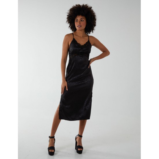 Jacquared Satin Slip Dress