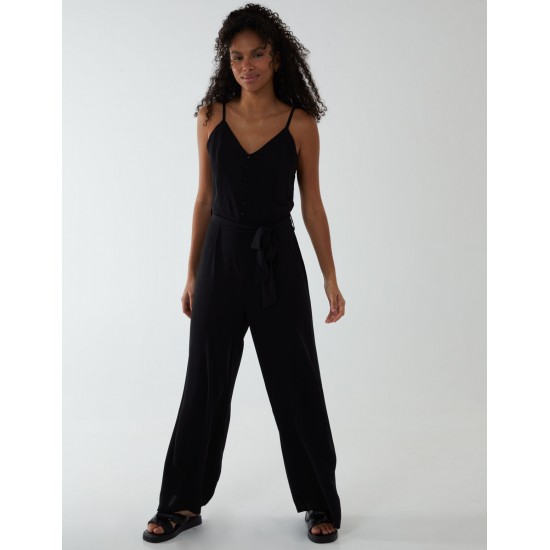 Button Front Strappy Jumpsuit