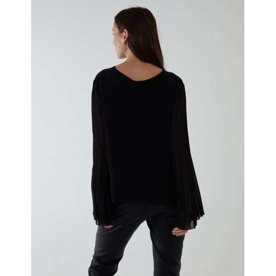 Pleated Sleeve Blouse