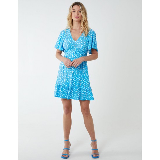 Trapeze Button Through Raglan Mini Dress