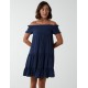 Bardot Shirred Neck Line Floaty Dress