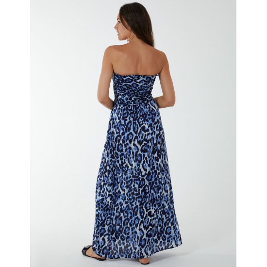 Bandeau Shirred Maxi Dress