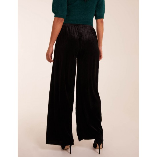 Wide Leg Textured Velour Trouser