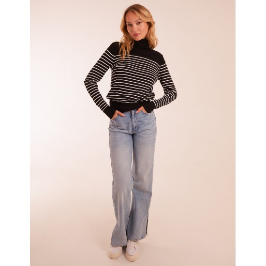 Thin Stripe Roll Neck Jumper