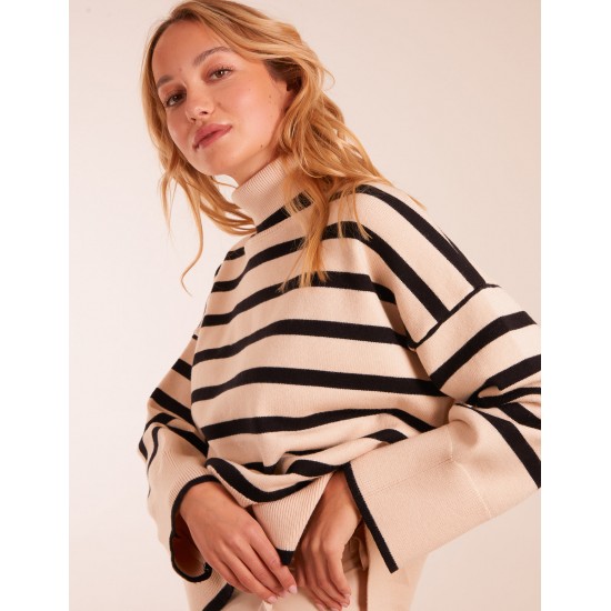 Wide Stripe Roll Neck Jumper