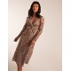 Snake Print Plisse Twist Front Dress