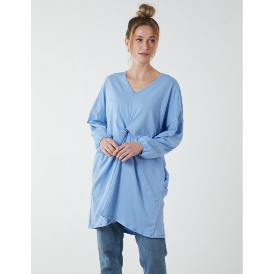 Twist Front Cotton Tunic With Side Pocket