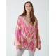 Twist Front Abstract Long Sleeve Top