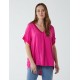 Satin Trim  V Neck Top