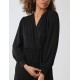 Elasticated Waist Crossover Long Sleeve Jumpsuit