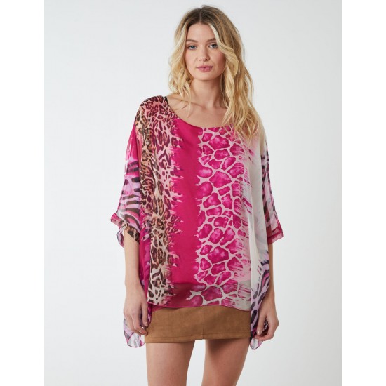 Silk Like Leopard Oversize Top