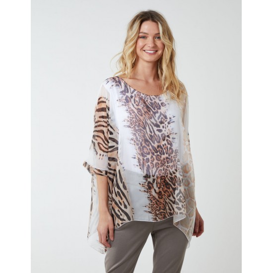 Silk Like Leopard Oversize Top