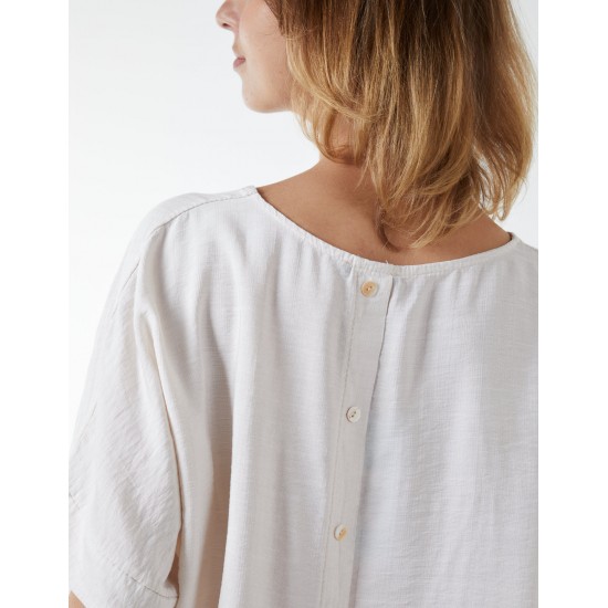 Button Back Pocket Top