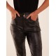 Camouflage PU Leather Skinny Jean