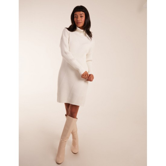 Rib Knitted Roll Neck Jumper Dress