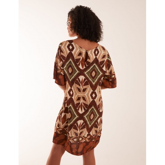 Tribal Print Short Sleeve Dress