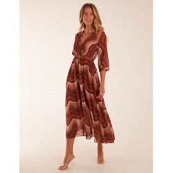 Chiffon Swirl Print Wrap Front Maxi Dress