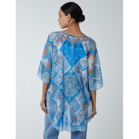 Patchwork Detail Kaftan Top