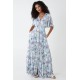 Tropical Leaf Button Through Maxi Dress