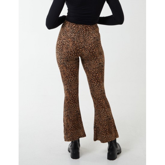 Leopard Print Flared Pants