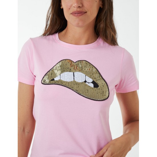 Sequin Lip Bite T-Shirt