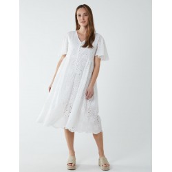 Broderie Angel Sleeve Midi Dress