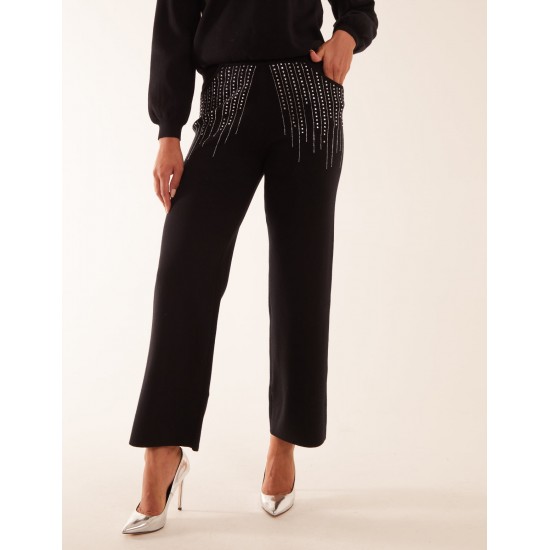 Diamante Knitted Flared Trousers