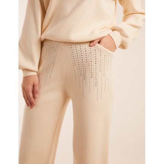 Diamante Knitted Flared Trousers