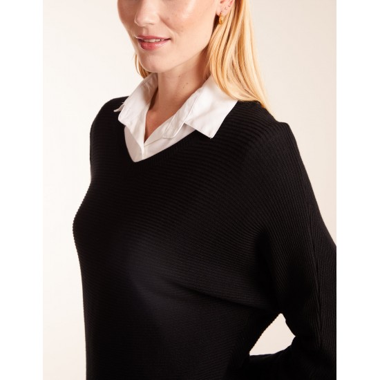 V Neck Ribbed Jumper