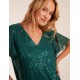 Angel Sleeve V Neck Sequin Top