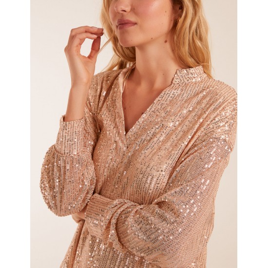 Grandad Collar Sequin Shirt