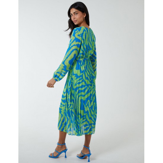 Swirl Pleated Print Dress