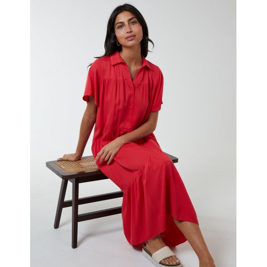 Drop Waist Tiered Midi Dress