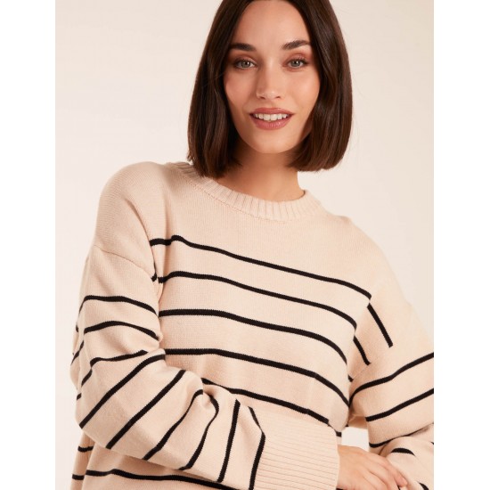 Thin Stripe Crew Neck Chunky Jumper