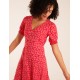 Shirring Cuff Sleeve Tea Dress