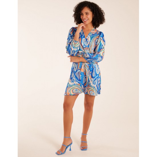 Paisley Print Wrap Front Dress