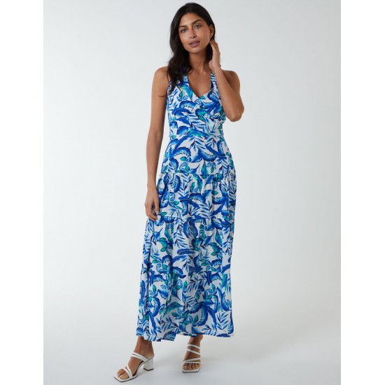 Halter Neck Printed Maxi Dress